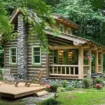 Cozy Romantic Log Cabin Surrounded by Forest