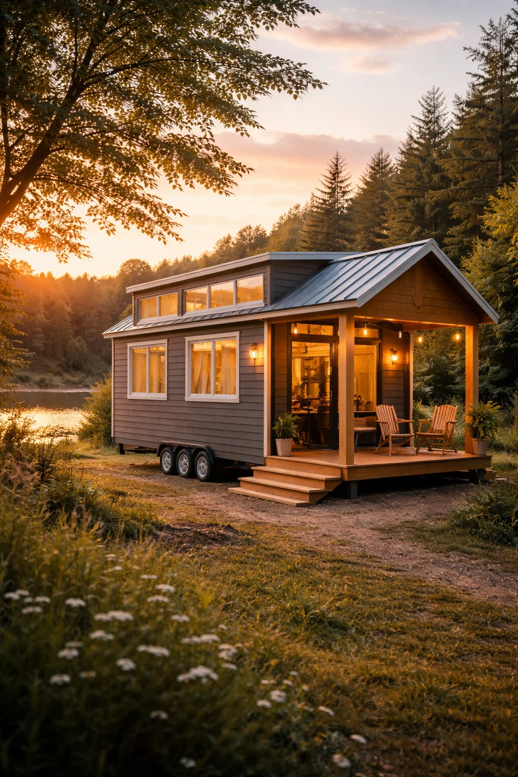 tiny house on wheels in nature showing mobile living vs permanent home