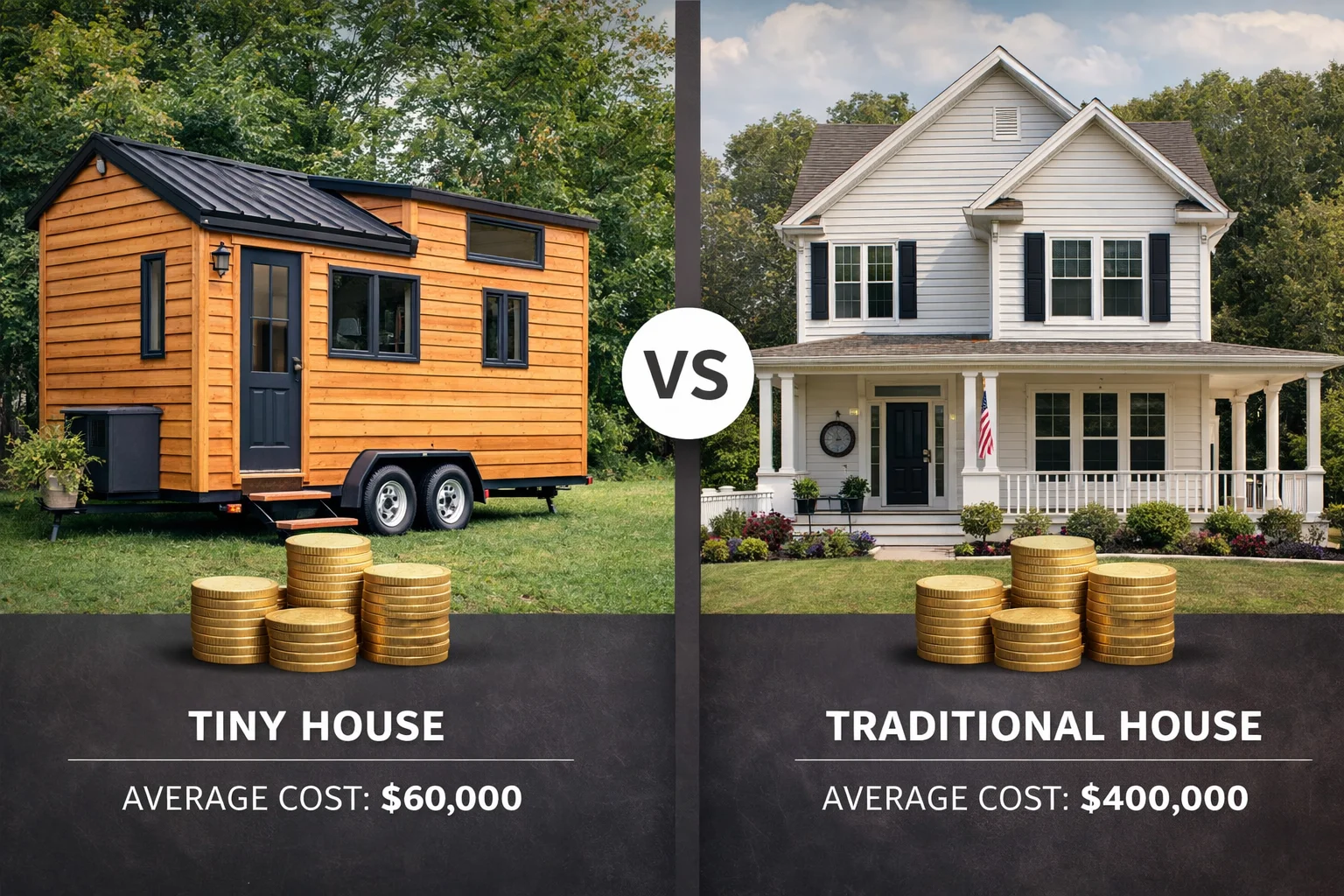 tiny house vs traditional house cost comparison with price difference