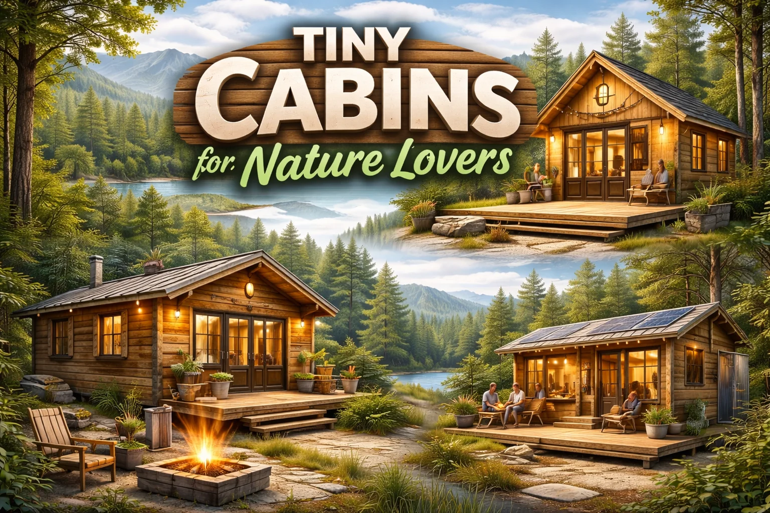 Tiny cabins for nature lovers surrounded by forest, mountains and peaceful lake