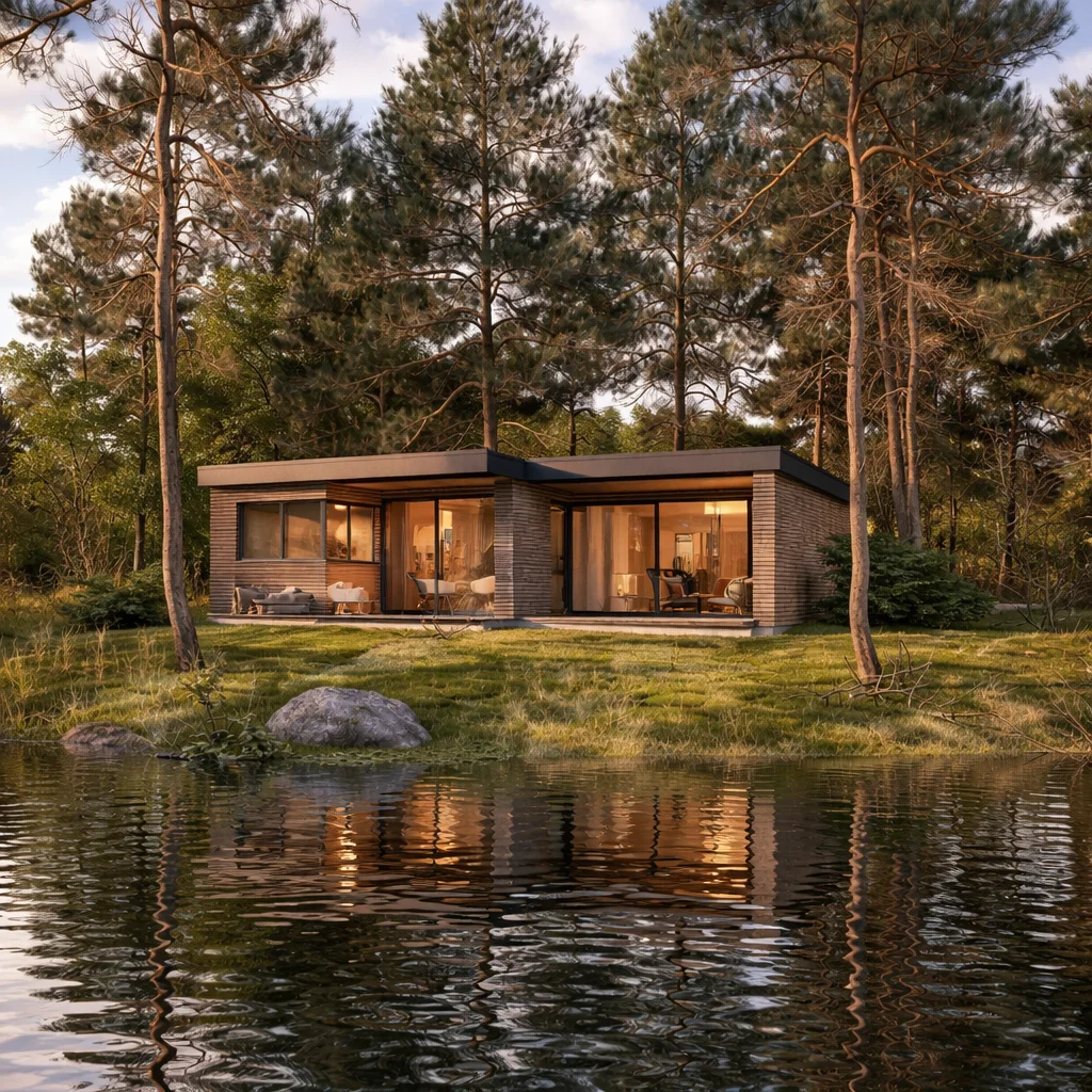 Tiny house surrounded by nature promoting peaceful and sustainable lifestyle