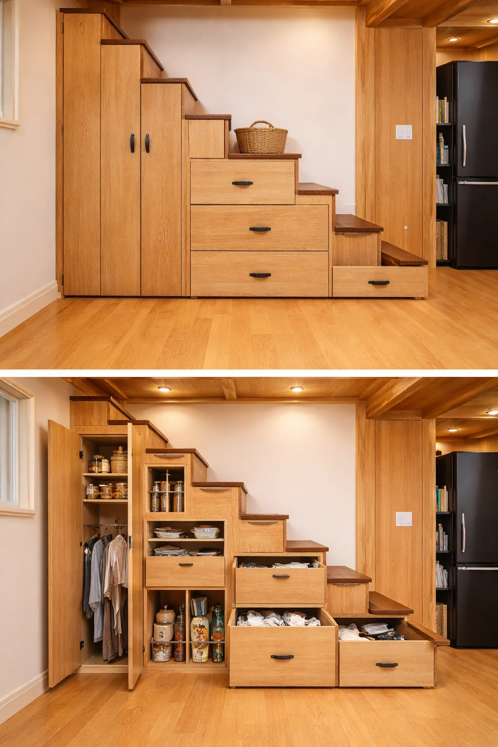 Tiny house storage ideas with hidden compartments and space-saving solutions