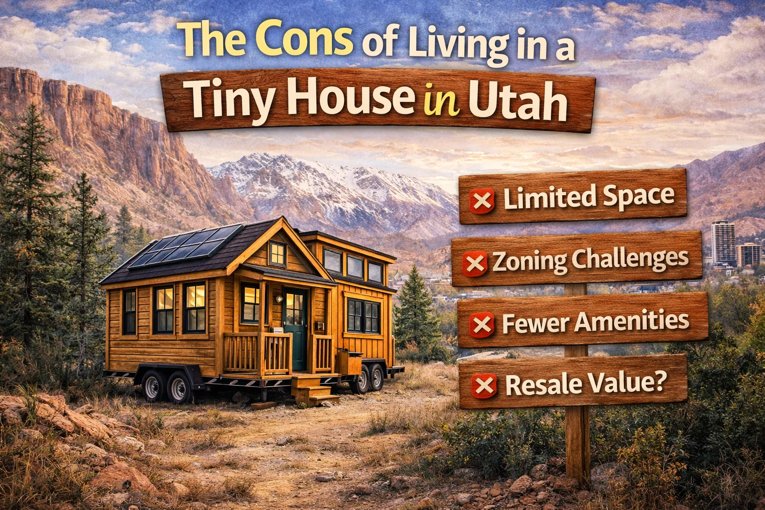 tiny house in Utah highlighting challenges like space and zoning issues