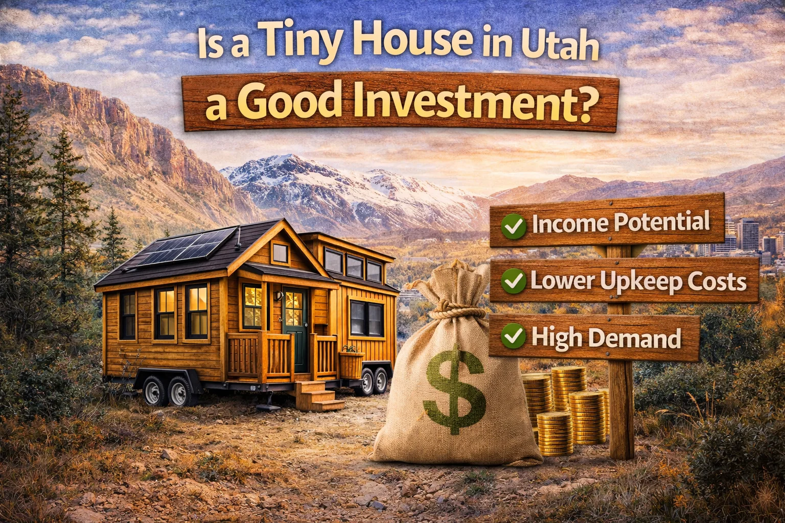 tiny house in Utah with money concept showing investment potential