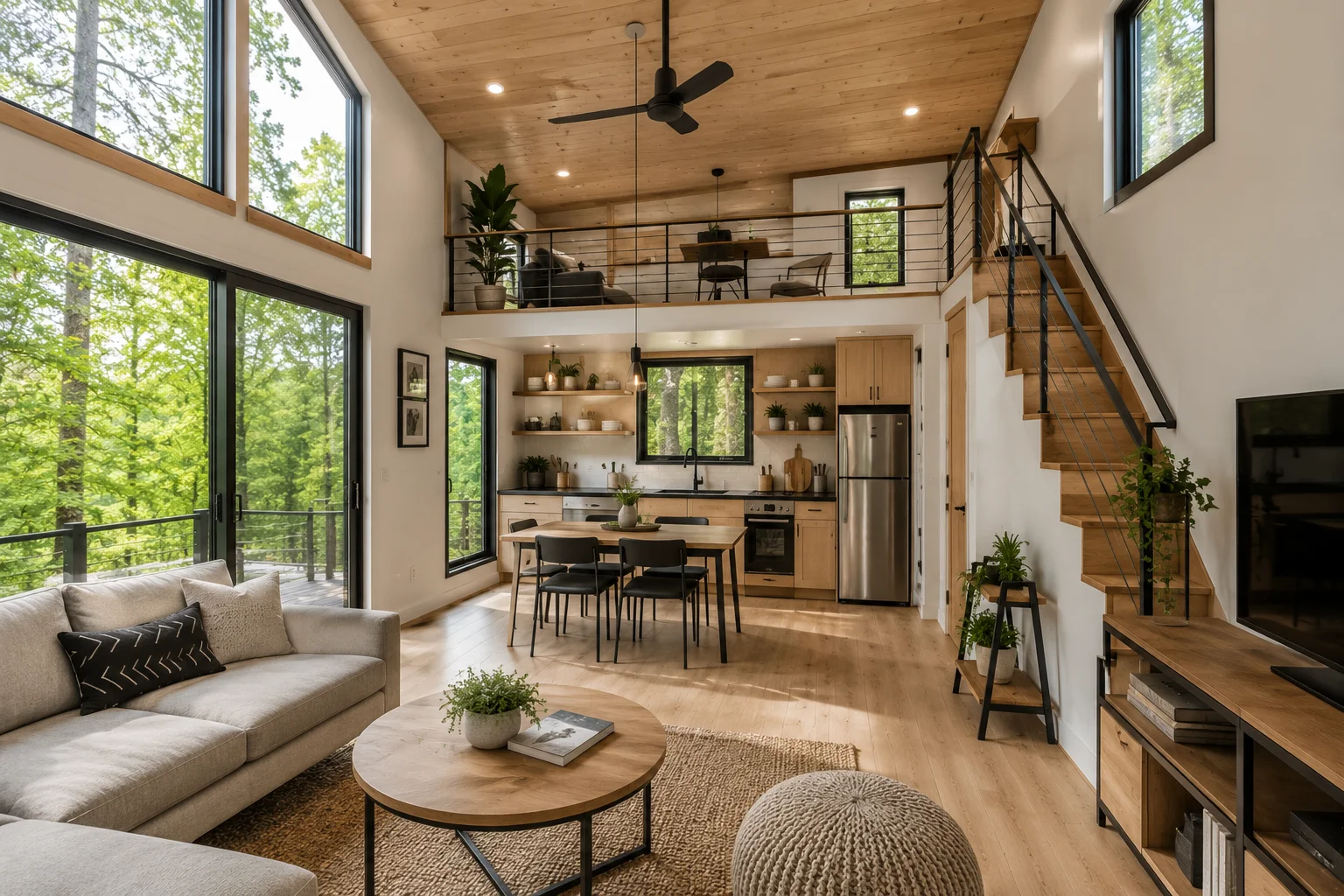 Open concept tiny house floor plan