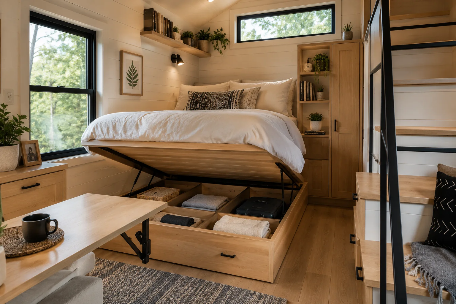 Multi-functional furniture inside a tiny house